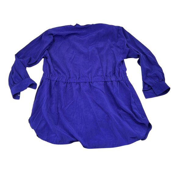 Eva Vintage Women's Button-Up Blouse W/ Waist Tie 100% Polyester Size Large blue - Picture 7 of 7